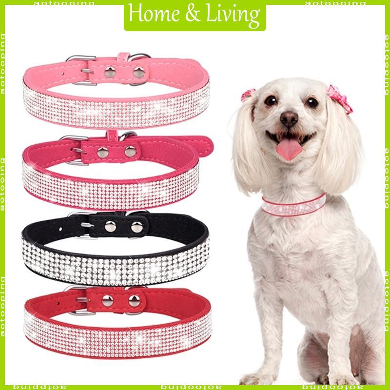 AOTOO คริสตัลลูกสุนัข COLLAR ปรับปลอกคอสุนัข Rhinestones Soft Bling COLLAR
