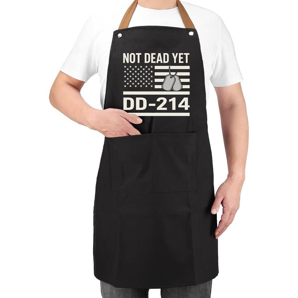 Not Dead Yets Dd-214s Veterans Patriotic US American Army ผ้ากันเปื้อนทําอาหาร