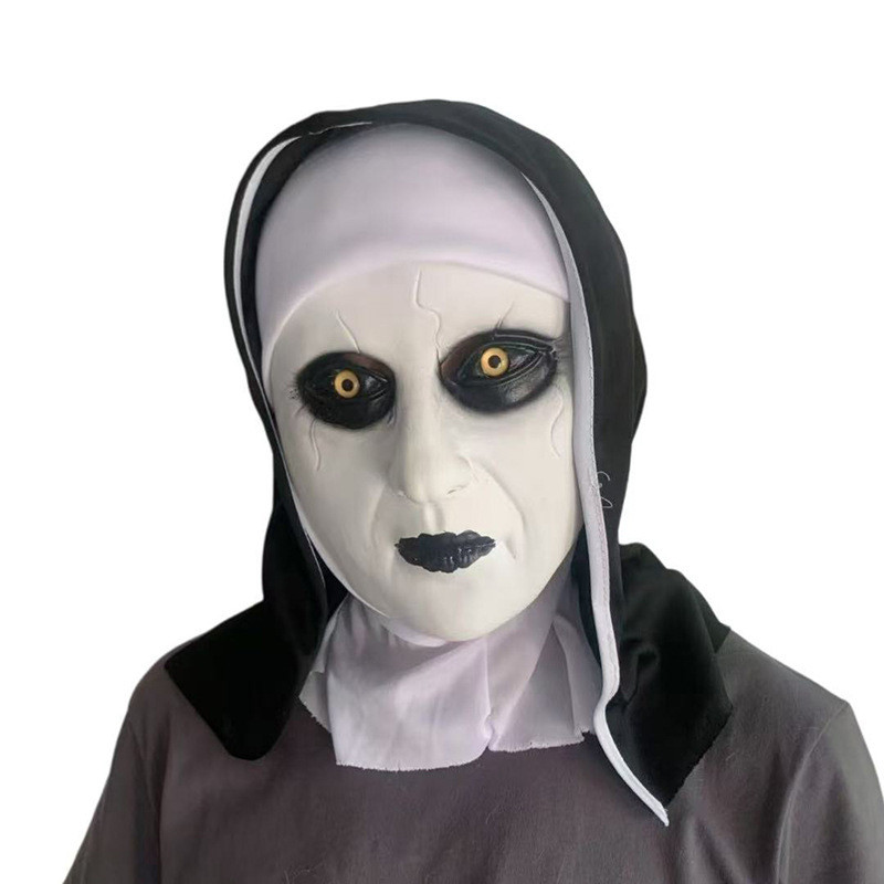 รับสมัคร Souls หน้ากากแม่ชี ฮาโลวีนน่ากลัว Tricky Grimace Thriller น่ากลัว Latex หมวกแม่ชี 2026.9.6