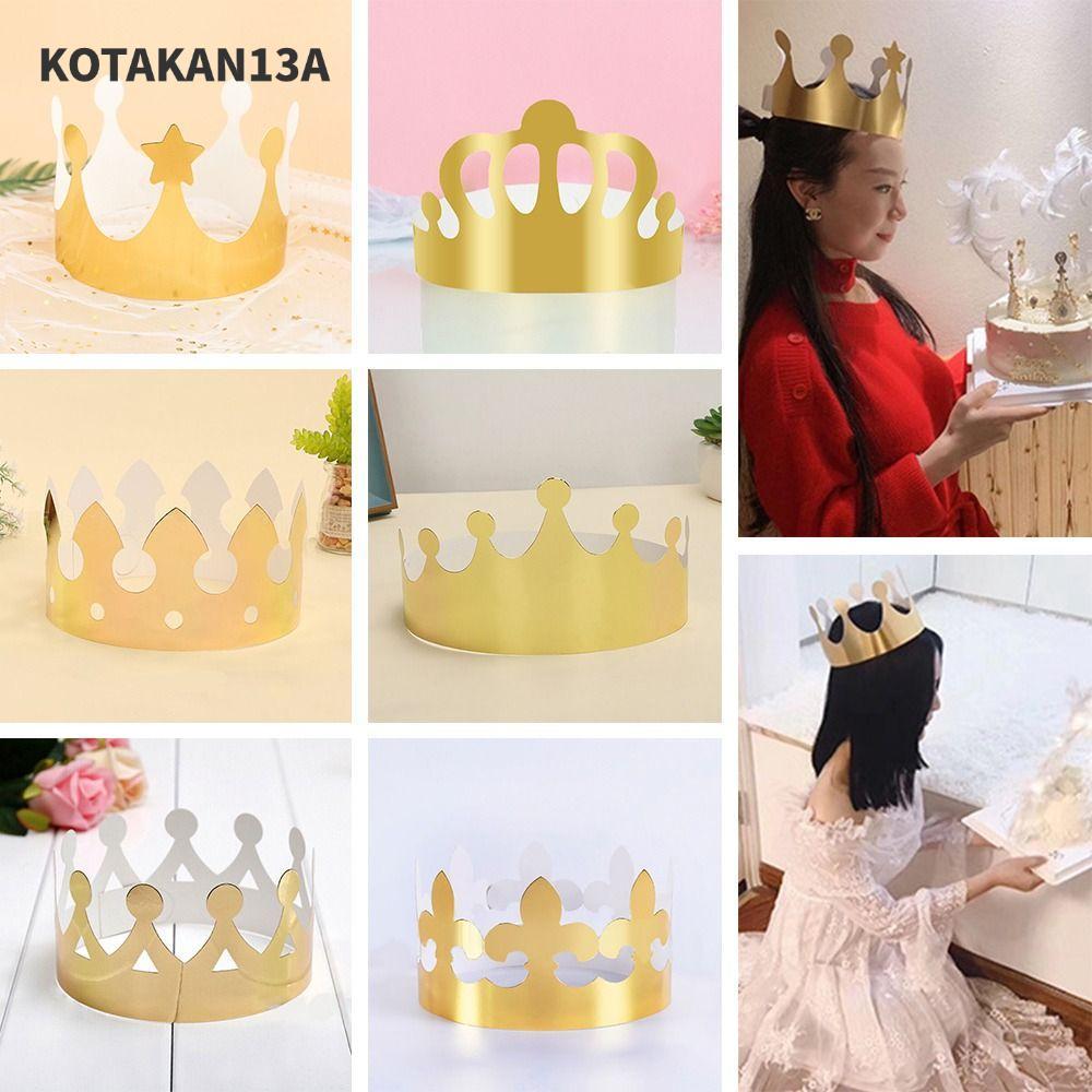 KOTAKAN13A 10 ชิ้นกระดาษมงกุฎหมวกบรรยากาศเครื่องประดับฉลองงานแต่งงานตกแต่งเด็ก Aldult King Crowns