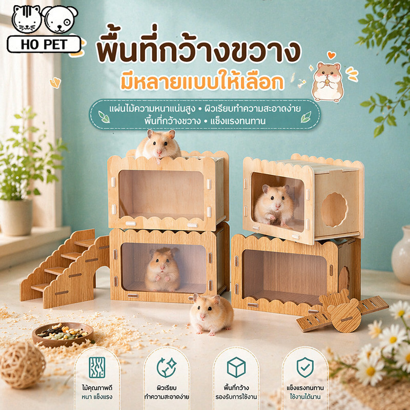 บ้านขุดทรายแฮมสเตอร์ อะคริลิกใส บ้านจำลองสัตว์เลี้ยงขนาดเล็ก ที่หลบซ่อนในกรง