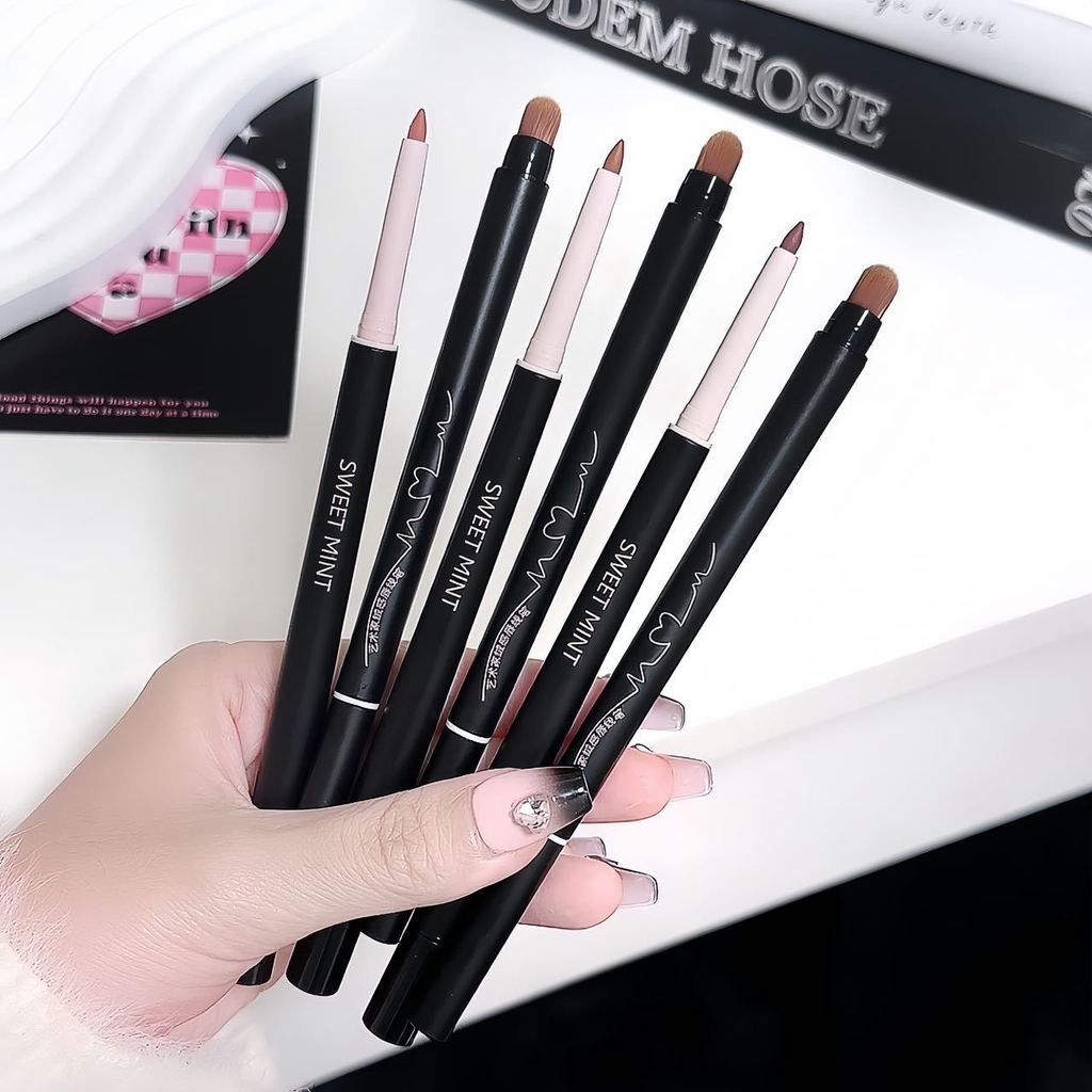 SWEET MINT Artist Velvet Lip Pencil Lip Brush 2 in 1 Matte Easy-to-Color Outline Lip-Shaped Lip Penc