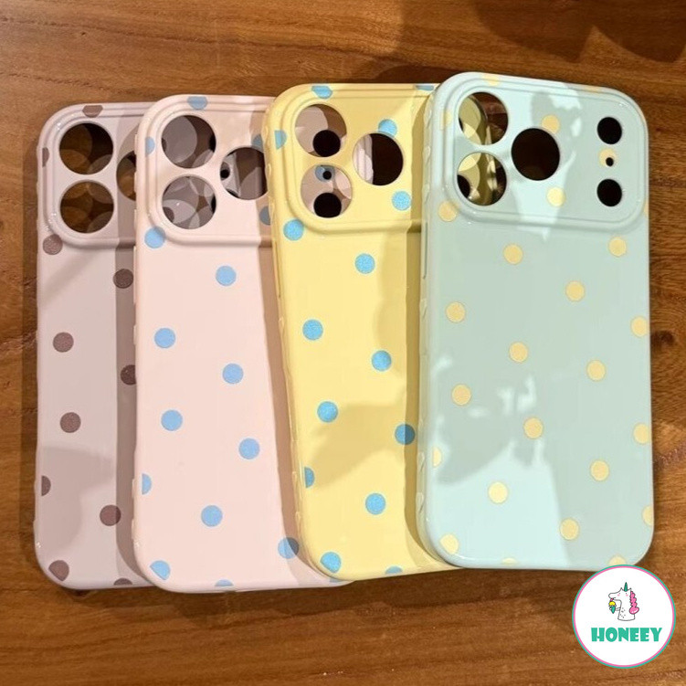 เกาหลีน่ารักเคสโทรศัพท์ลายจุดเรียบง่ายสําหรับ ไอโฟน iPhone 17 Air 16 15 14 13 12 11 Pro Max มือโปร สูงสุด ป้องกันกันกระแทกฝาหลัง