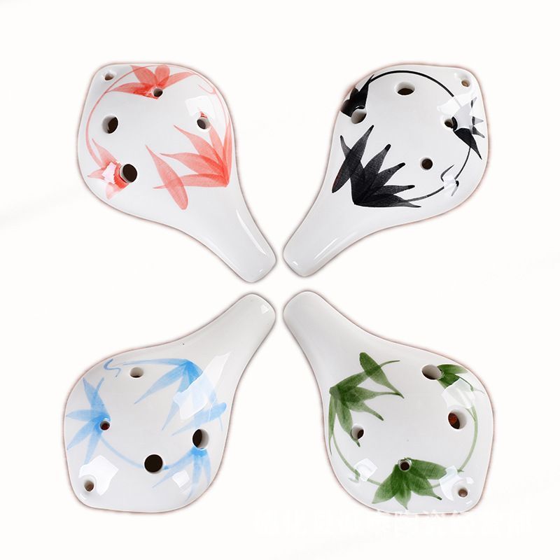 ที่ขายดีที่สุด Six-Hole Ocarina 6-Hole Beginner Alto C-Key Bamboo Leaf Long-Mouth Ocarina Student Be