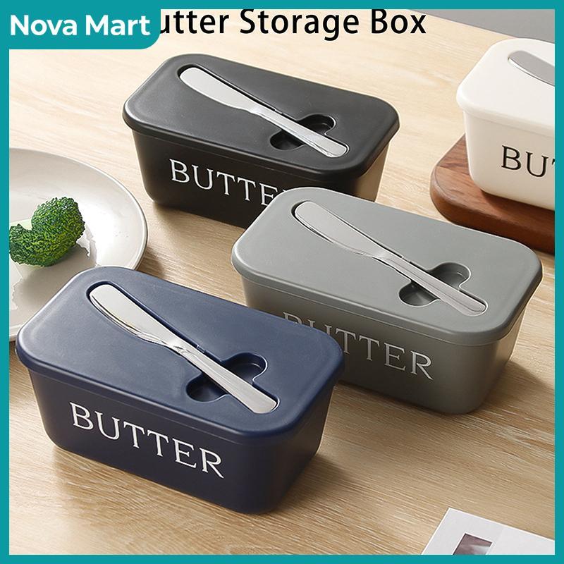 NOVA Mart ภาชนะใส่เนยเกรดอาหารกล่อง PP ปิดสนิทสำหรับร้านอาหารจานชีสมีดหั่นเนยเนยอุปกรณ์บนโต๊ะอาหาร