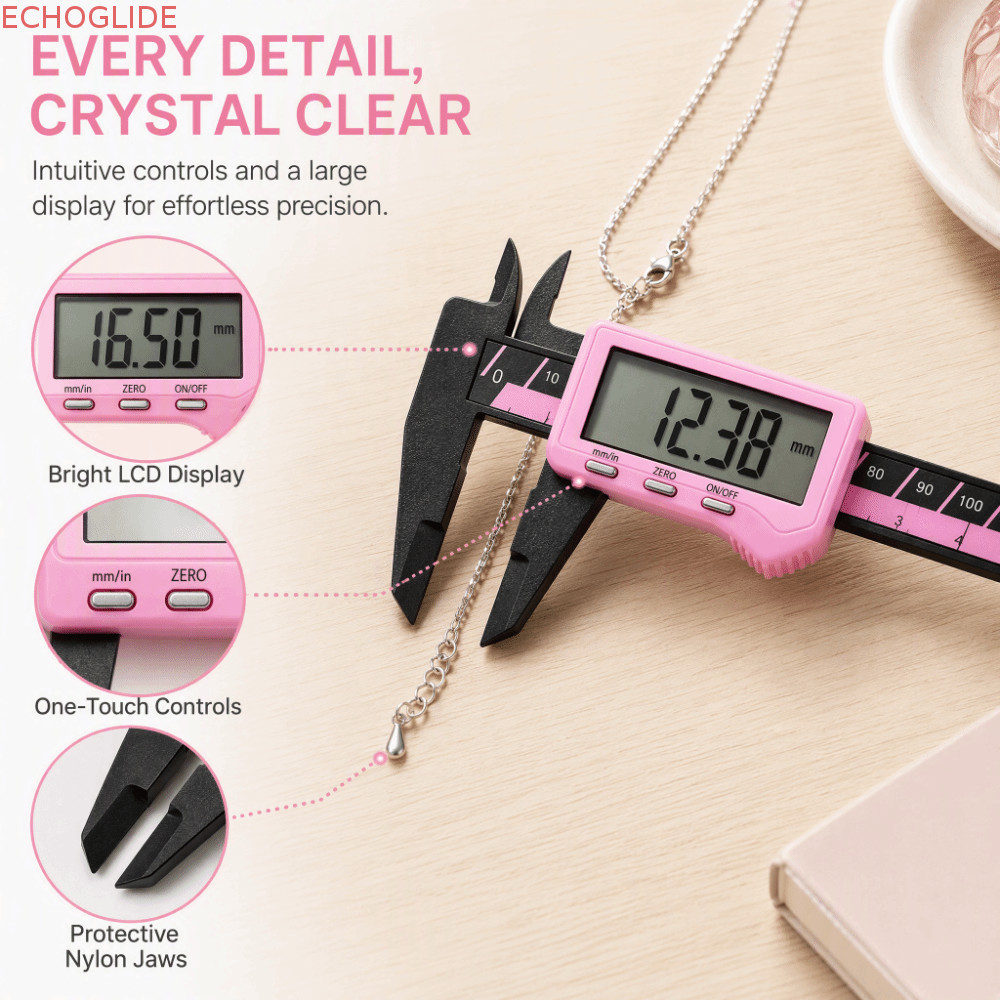 ECHOGLIDE Digital Caliper, จอแสดงผลดิจิตอลขนาดเล็ก Vernier Caliper, Digital Caliper แบบพกพาความแม่นย