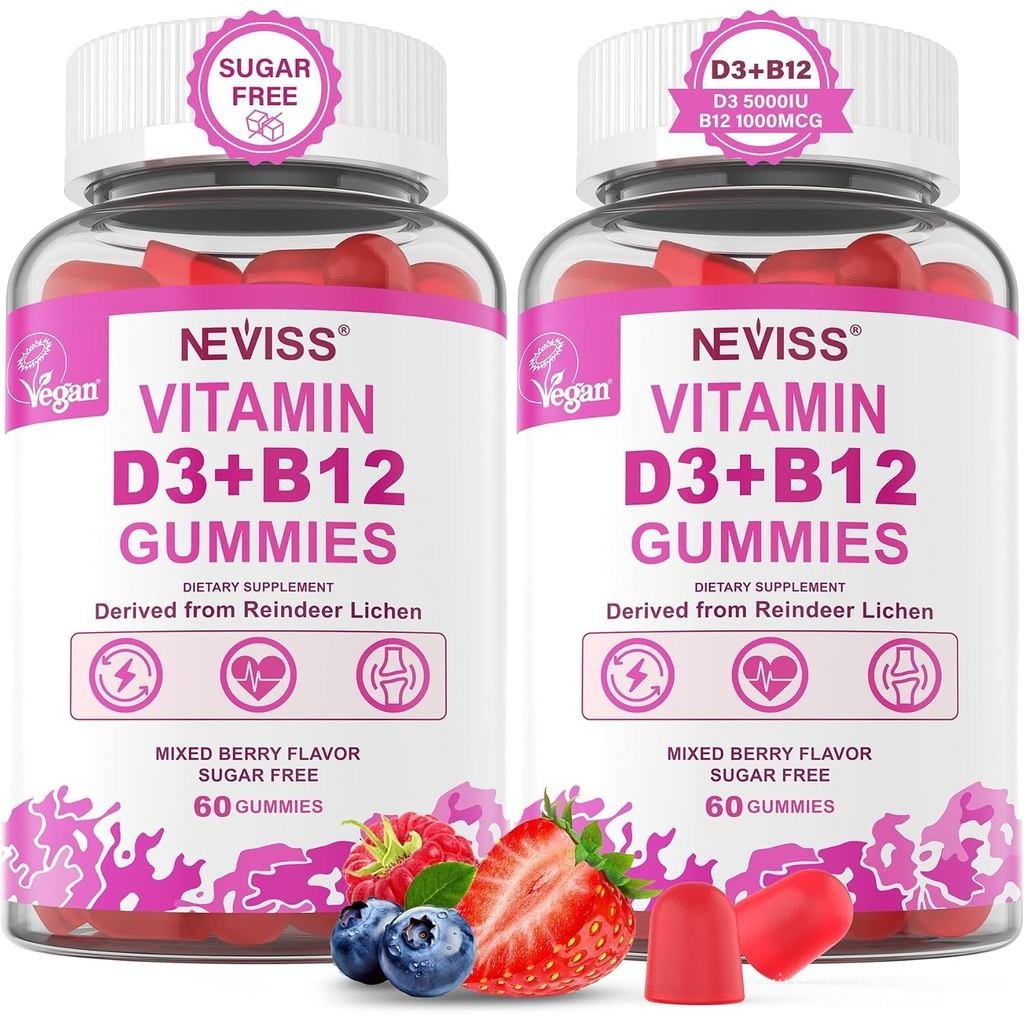 NEVISS D3 5000IU + B12 สําหรับผู้หญิงผู้ชาย 120Ct |  D3 5000IU & 1000 mcg Methylated B12 D3 และ B12 