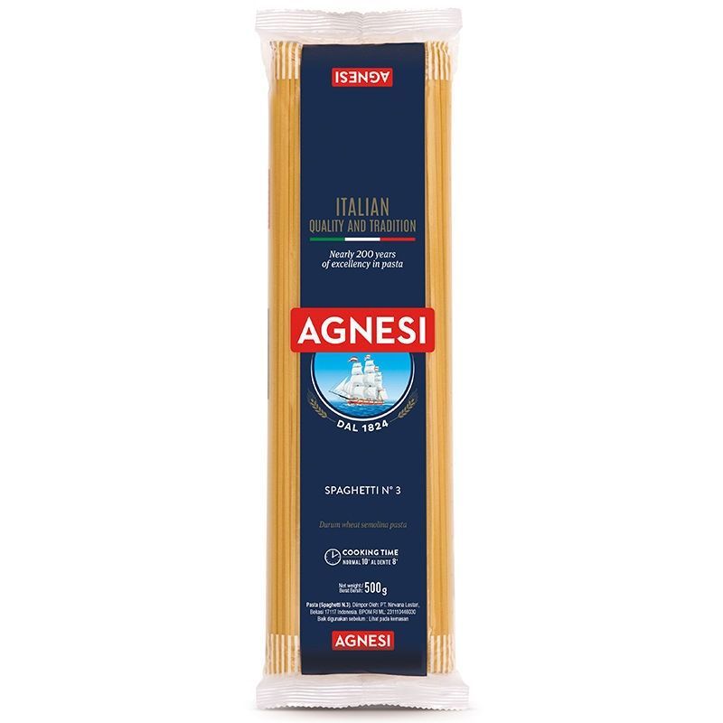 แอคเนซีสปาเก็ตตี้เบอร์3 500กรัม Agnesi Spaghetti No.3 500g.