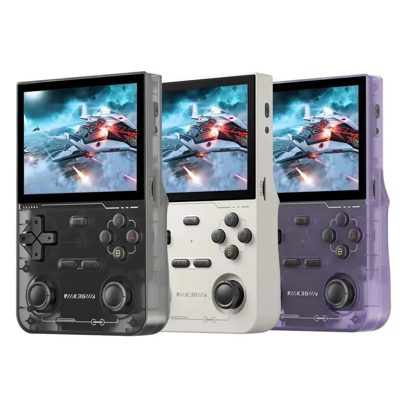 K36 Retro คอนโซลวิดีโอเกมมือถือ 500nit 3.5 นิ้วหน้าจอ IPS 16000 เกม Emulator สําหรับ PS1/PSP/DC/N64/
