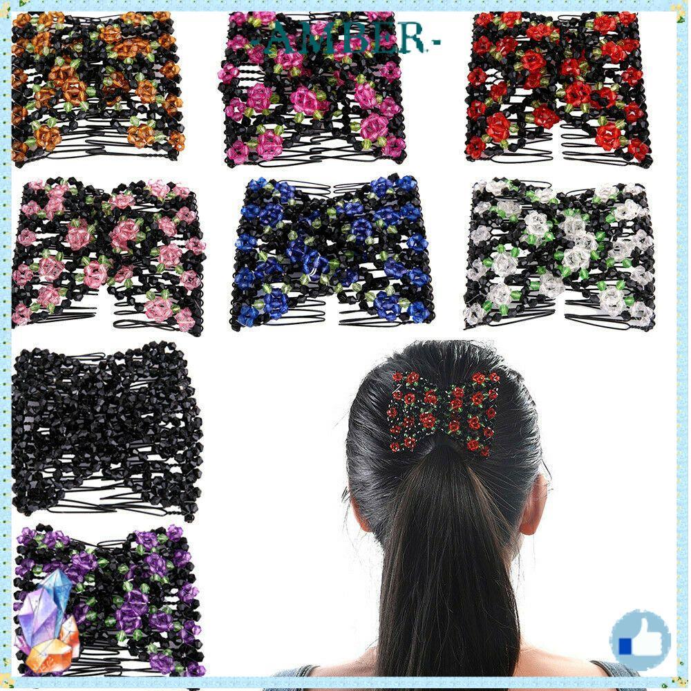 AMBER Double Hair Comb Fashion Stretched Women Girls Elasticity