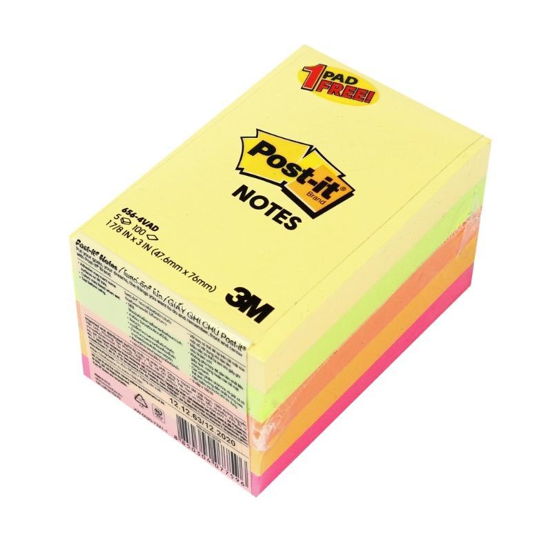 POST-IT กระดาษโน้ต Post-it รุ่น 656-5ASST นีออน คละสี ขนาด 2x3 นิ้ว