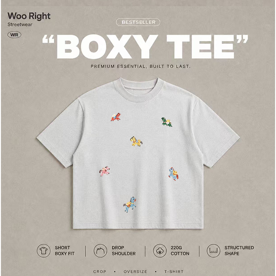 Woo Right تيشيرت رجالي Boxy Crop بطباعة نصية — صورة 3