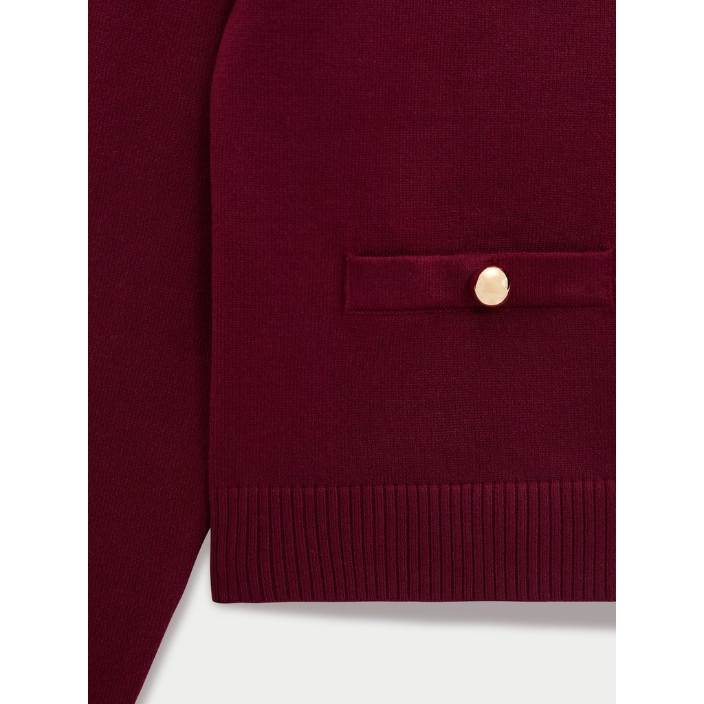 [Pomelo] เสื้อคาร์ดิแกนดีเทลปก / Collared Knit Cardigan — صورة 4