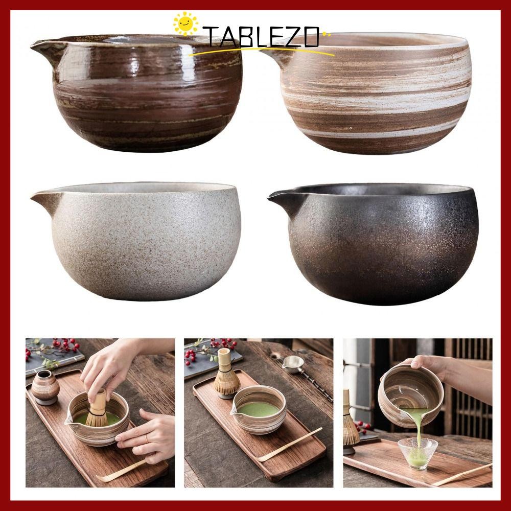 TABLEZO ชามมัทฉะเซรามิก, เครื่องมือพิธีชงชา ถ้วยชงมัทฉะความจุขนาดใหญ่, ที่วางแปรงชา ชา ศิลปะ อุปกรณ์ชงชามือ