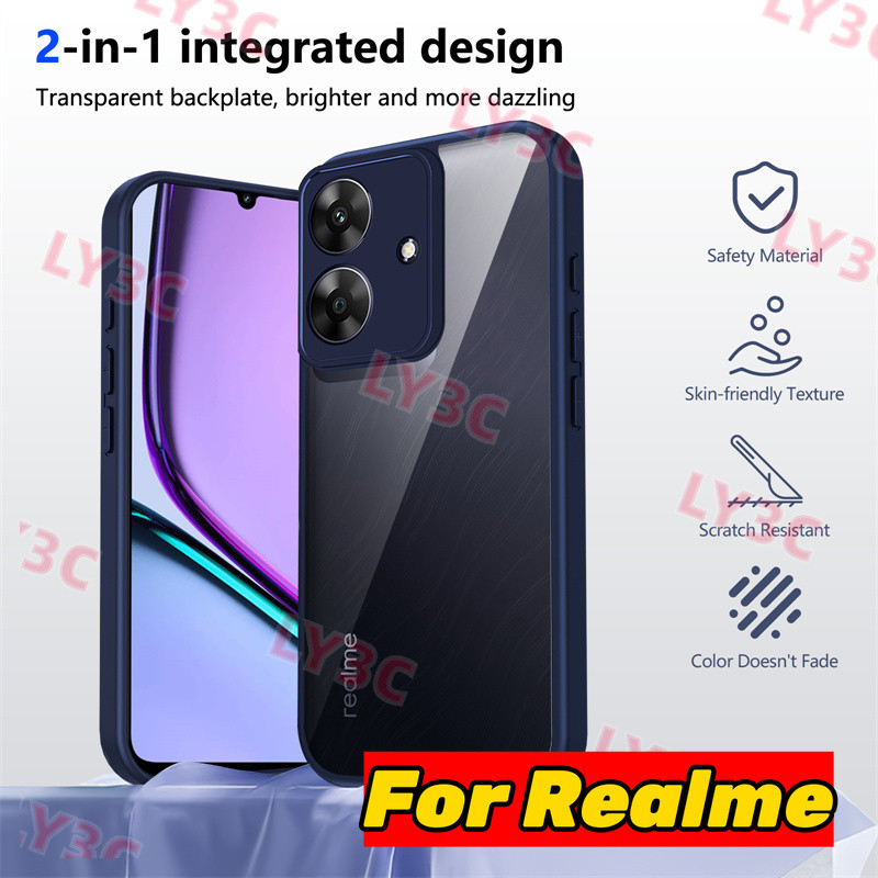 COD สําหรับ Realme หมายเหตุ 60 4G RMX3933 กรณีซิลิโคนกันกระแทกกันชน Clear ด้านหลัง Hard Cover Matte 