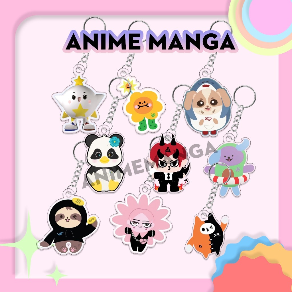 พวงกุญแจมาสคอต OTP พวงกุญแจปากสวิง OTP ครบชุดวัสดุไมก้าโปร่งใส