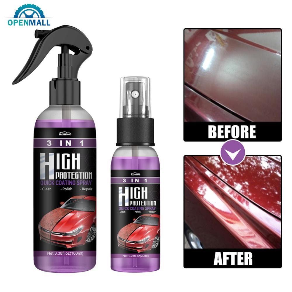 OPENMALL 3 IN 1 Car Coating Wax Polishing Spray High Protection Quick Ceramic Coating Nano Spray Pla