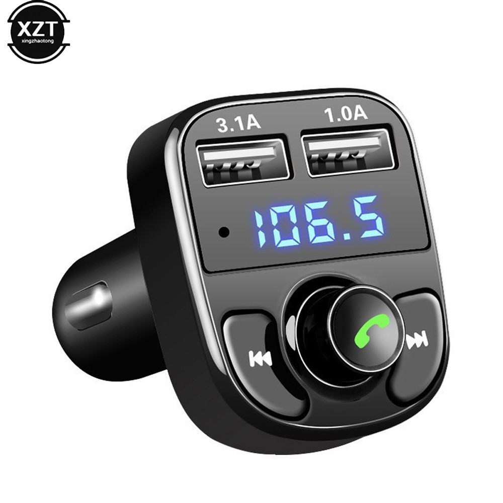 GX8 Car Dual USB Fast Charger FM Transmitter Bluetooth 5.0 Handsfree Car Kit Audio Modulator MP3 Pla