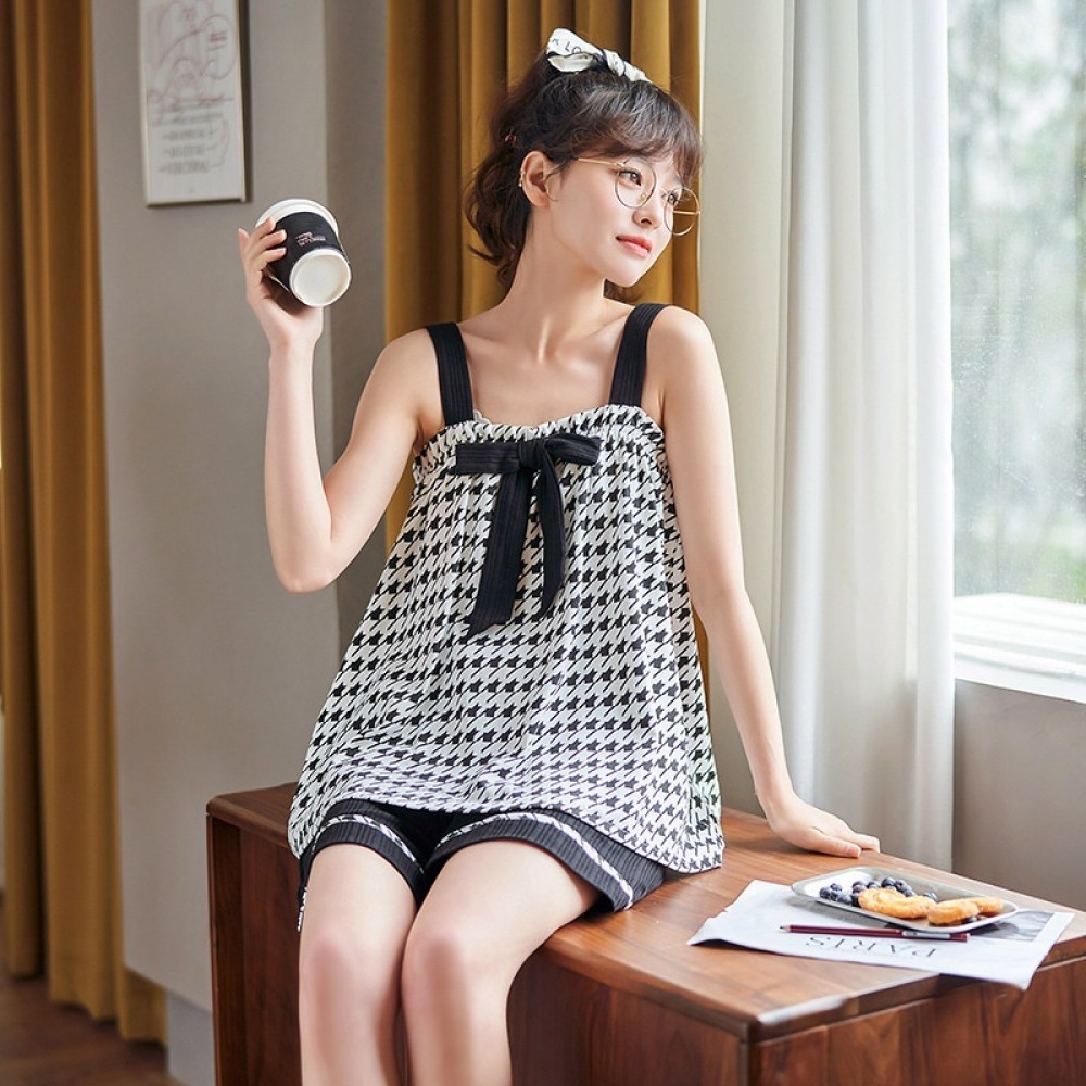 ชุดนอนลายดอกไม้ฝรั่งเศสผู้หญิงฤดูร้อนเสื้อกั๊กบางสาว Hl0001 SL 26084 GT XXL Shop Sanwildla07 th apri