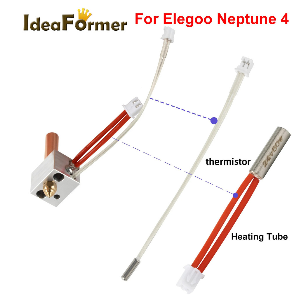 Ideaformer สําหรับ Elegoo Neptune 4/4 Pro Thermistor ตลับหมึกเครื่องทําความร้อน 24V 50W สําหรับ Nept