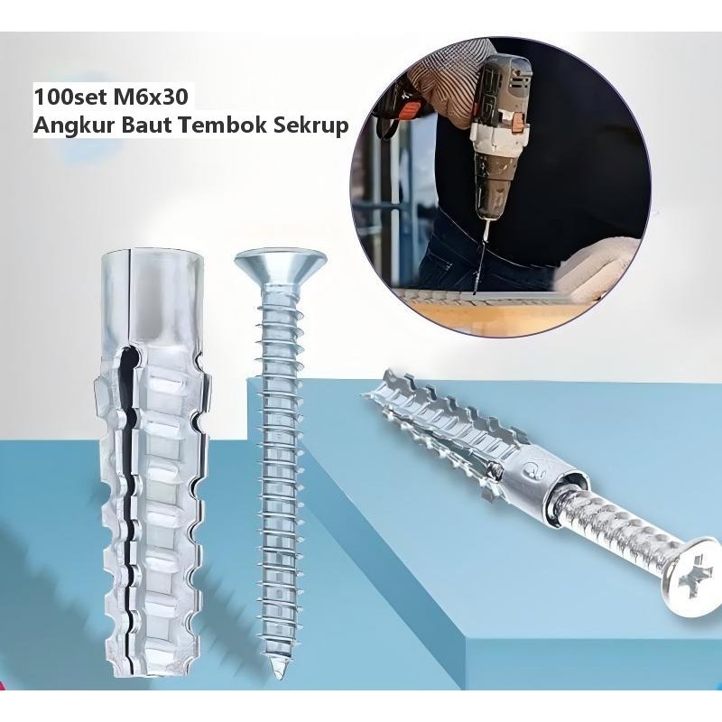 100 ชุดผนังสกรูตะขอสลักเกลียว M6/M8 Wall Anchor Wall Bolts Wall Anchor สกรูผนัง Wall Anchor