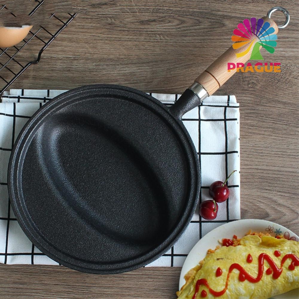 ❤️❤️ กระทะเหล็กหล่อด้ามไม้ Omurice หม้อปรุงอาหาร Non-Stick กระทะไข่เจียว Anti-Scald สําหรับทําอาหาร 