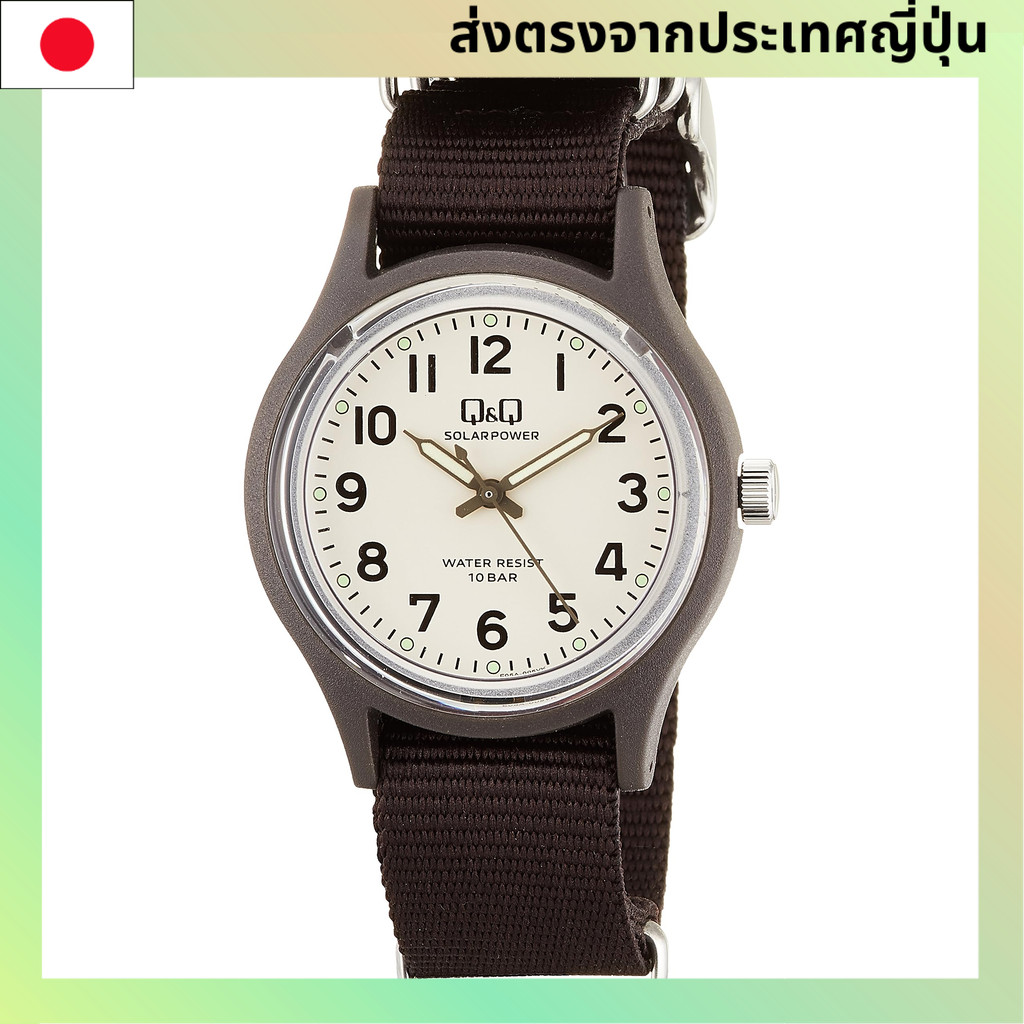 Citizen Q&Q นาฬิกาข้อมือผู้ชาย อะนาล็อก พลังงานแสงอาทิตย์ กันน้ำ 100 เมตร สายไนลอน รุ่น E05A-005VK สีน้ำตาล【Direct from Japan】