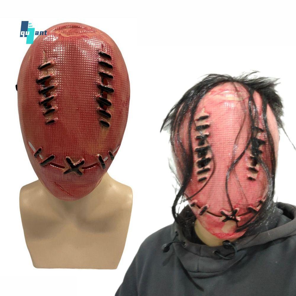 QUANTUMSKY หน้ากากน่ากลัว, สยองขวัญผมยาวคอสเพลย์ Prop, ชุดปาร์ตี้กระสอบพลาสติก Ghost Face Cover Ghos