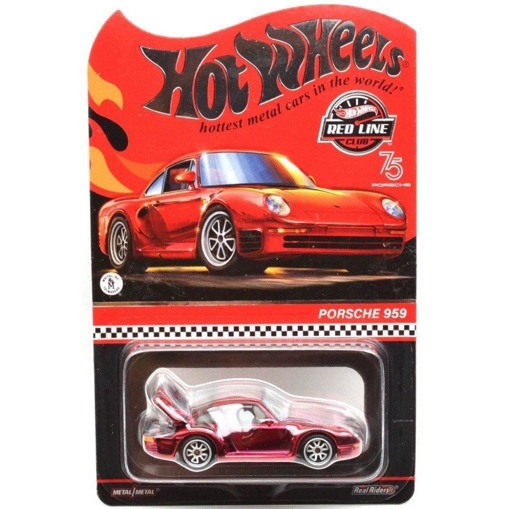 Had diskon masa1: 64 Hot Wheels RLC Porsche 1986 Porsche 959 ชุบ Red Alloy Car Model