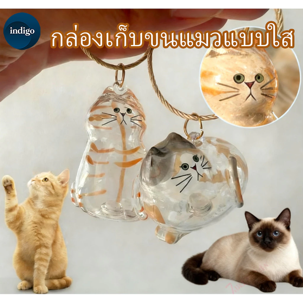 PET จี้แคปซูลเก็บขนแมวแบบใส พวงกุญแจแมว กล่องเก็บขนแมว ที่ระลึกสัตว์เลี้ยง แบบโปร่งใส แบบ Gacha เก็บขนแมวใส่พวงกุญแจ