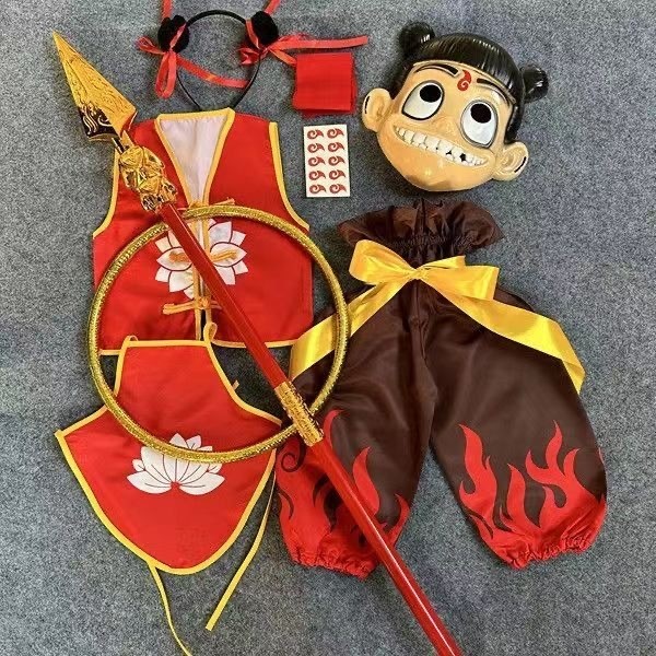 วันเด็ก Nezha เสื้อผ้า Nezha อะนิเมะฮาโลวีน六一衣服 动漫 万圣节儿园道具 全套 男女童装 ycf10.16