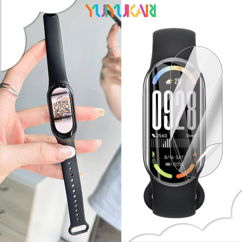 ฟิล์ม + สายรัดยางอ่อนสำหรับ for Smartwatch Xiaomi Mi Band 10 9 8 สายรัดซิลิโคนฟิล์มไฮโดรเจล HD for Miband 10 9 8 – โปรปัง