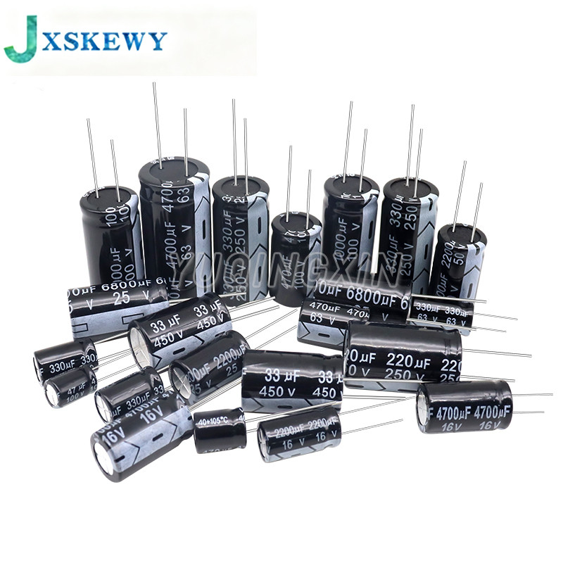 ตัวเก็บประจุอลูมิเนียมอิเล็กโทรลีติค 10V 16V 25V 35V 50V 400V 450V 470UF 100UF 220UF 330UF 470UF 680