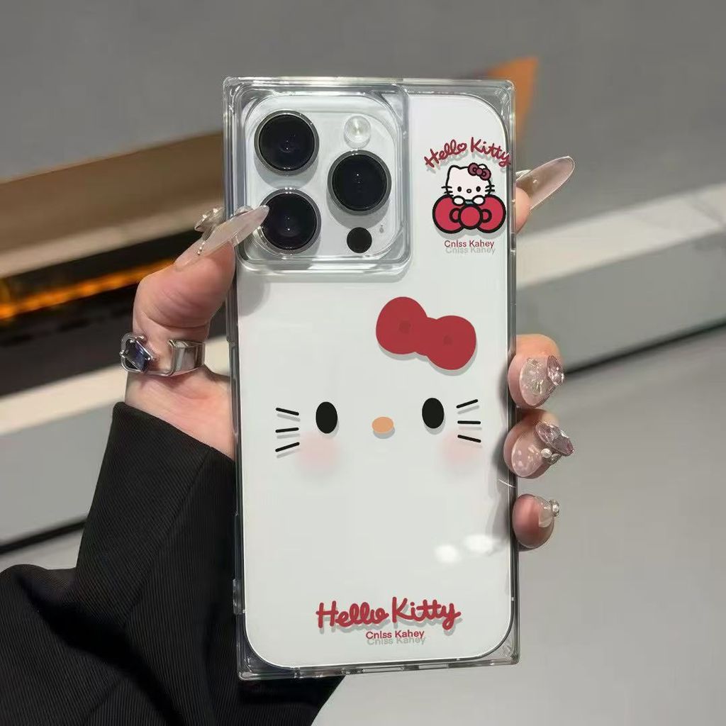 เคสโทรศัพท์ทรงสี่เหลี่ยมซิลิโคนอ่อนนุ่ม hello Kitty Expression Ice Crystal Simple เหมาะสําหรับ iPhone 11 12 13 Pro 14 15 16 17 Pro Max 17 air 14 15 plus