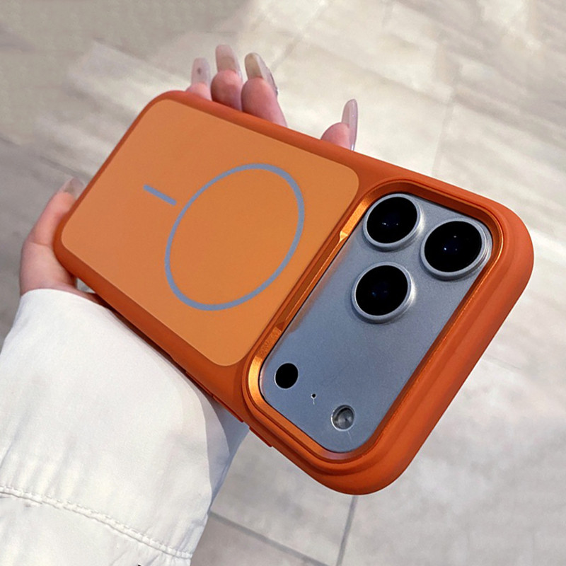 Cosmic Orange Matte Magnetic Phone Case สําหรับ iPhone 17 Pro Max 17 Air สีทึบกันกระแทกซิลิโคนอ่อนนุ่ม