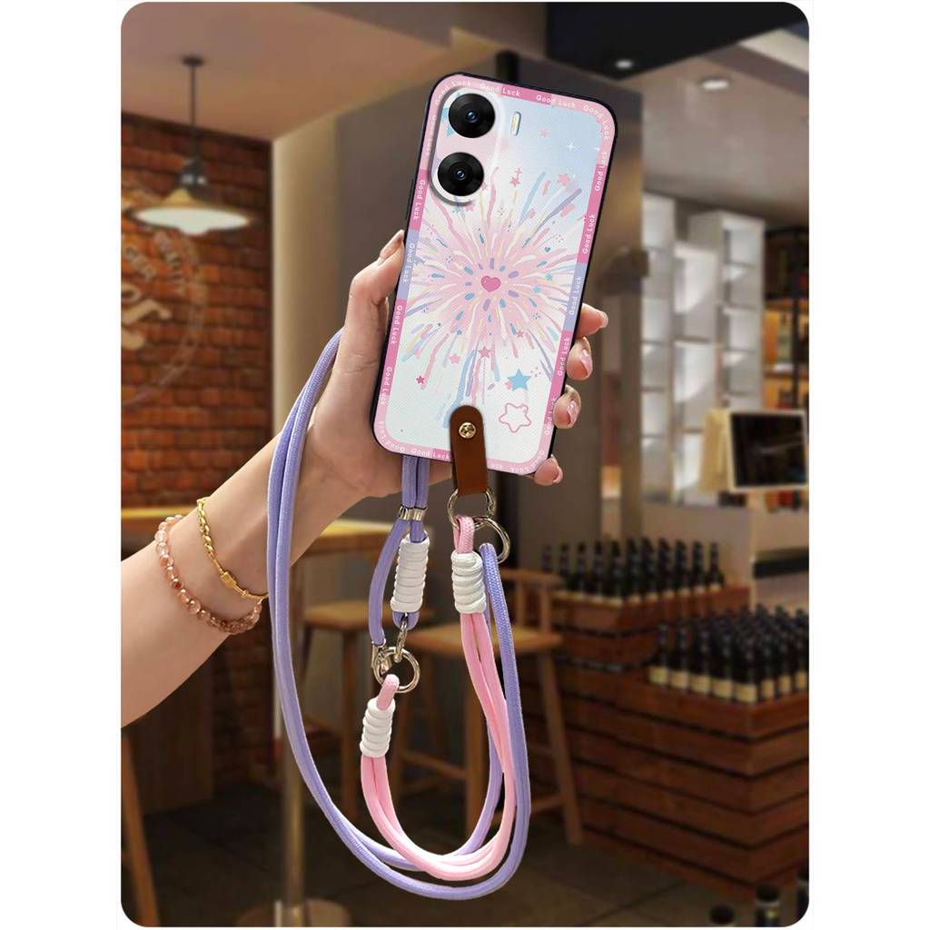 สร้อยคอเชือกเส้นเล็กเคสโทรศัพท์สําหรับVIVO V29E indiaแนวทแยงปกหลังCrossbody Graffitiเต็มห่อกันกระแทก