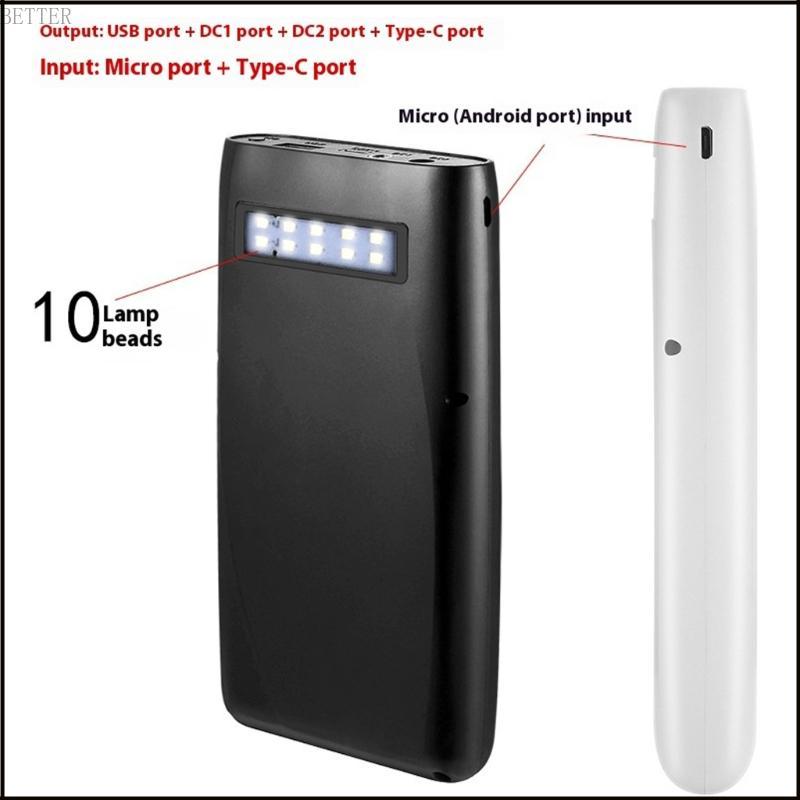BETT เคส PowerBank พลาสติกปรับแรงดันไฟฟ้าได้ DIY 18650 กล่องไฟฉุกเฉิน