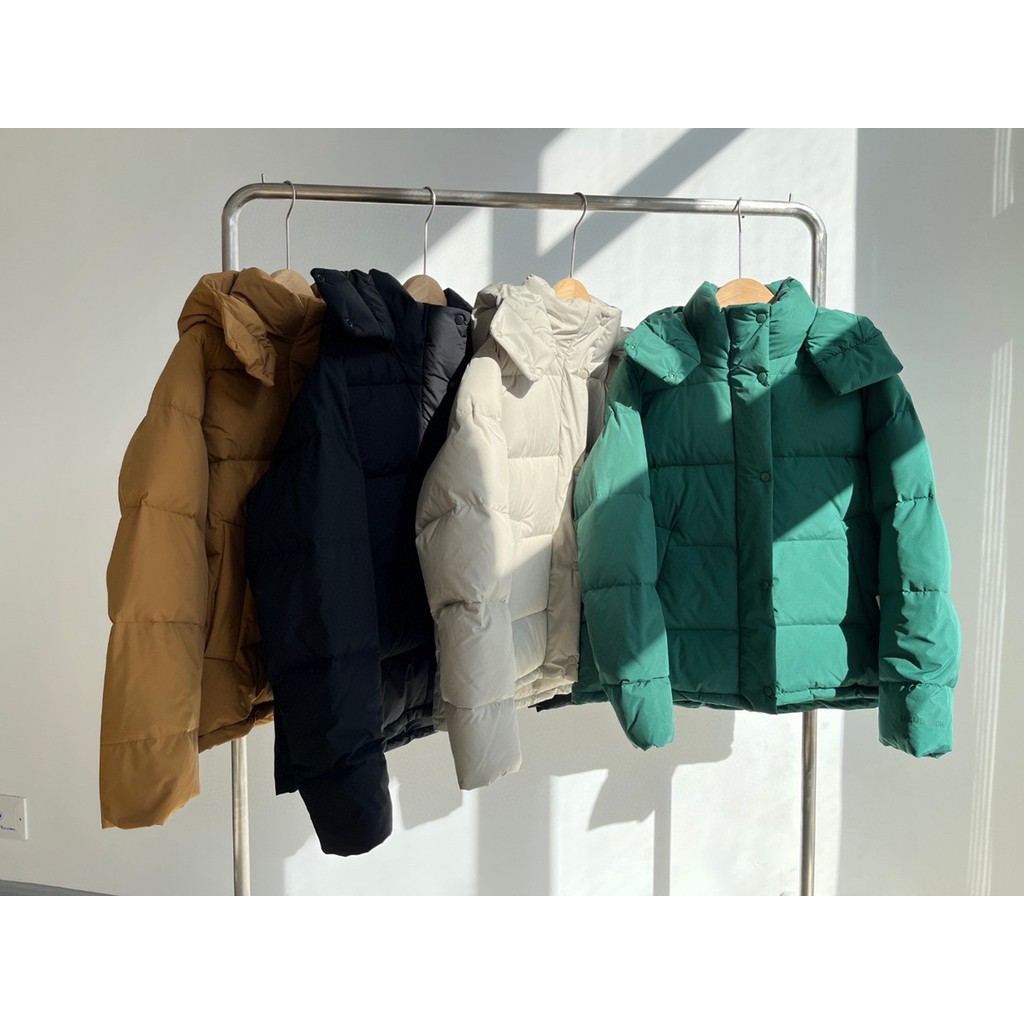 Lu Small Puff 80 Goose Down 600 เสื้อแจ็คเก็ตสั้นมีฮู้ดขนปุย