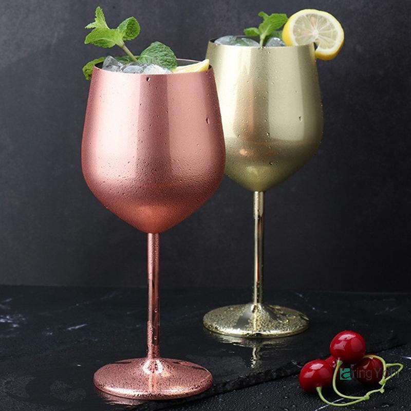 AringYohi] 500ML สแตนเลส Goblet ไวน์แดงค็อกเทลแก้ว Unbreakable โลหะสูงแก้วแชมเปญบาร์ KTV สไตล์ยุโรป Goblet แก้วใหม่