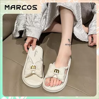 MARCOS รองเท้าแตะยางผู้หญิง รองเท้าแตะคู่ใส่ในบ้านฤดูร้อน พื้นหนาไม่ลื่น รองเท้าแตะสำหรับทุกฤดู #07