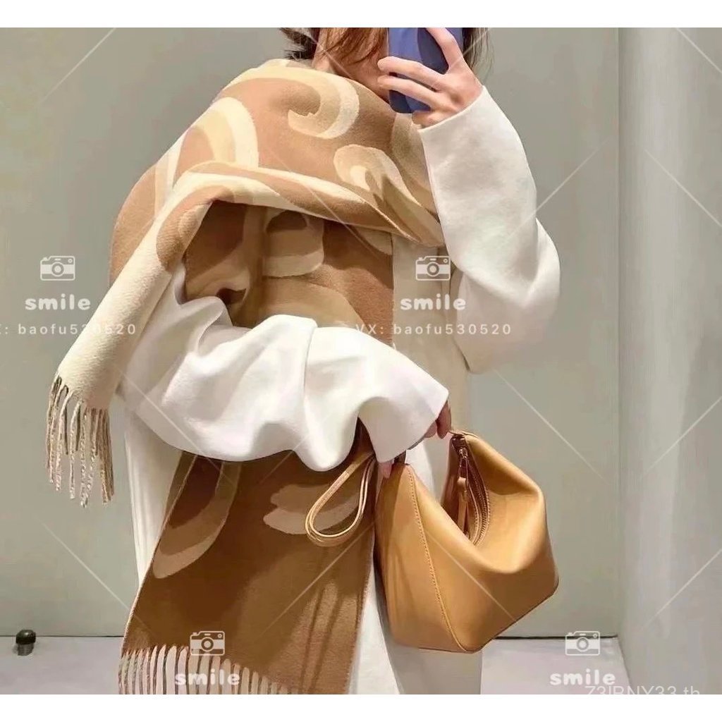 LO Home Scarf ผ้าพันคอสองด้านขนสัตว์แคชเมียร์ สไตล์สำหรับทุกเพศ