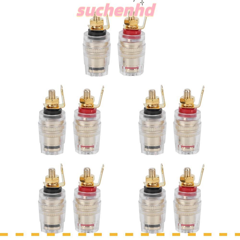SUCHENHD 10 ชิ้น Terminal Binding Post, สีดําและสีแดง M4*33 มม.ลําโพง Terminal Binding Post, ทองแดง-