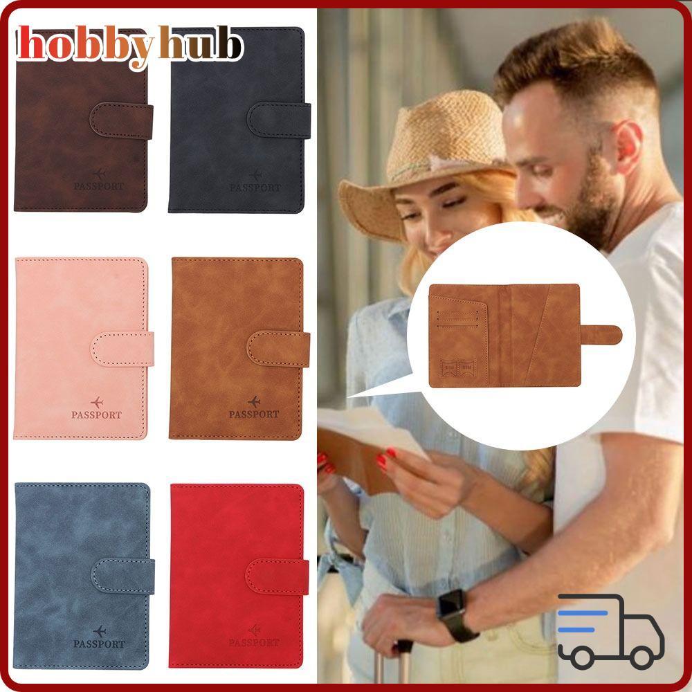 HOBBYHUB RFID Passport Holder, Leather Multi-function Passport Bag, Portable Ultra-thin Waterproof R