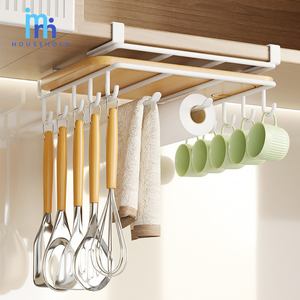 ชั้นวางของในครัวแบบแขวนใต้ตู้ สไตล์มินิมอล ใช้เก็บแก้ว เขียง ผ้า กระดาษทิชชู่ จัดระเบียบครัว - รูปที่ 3