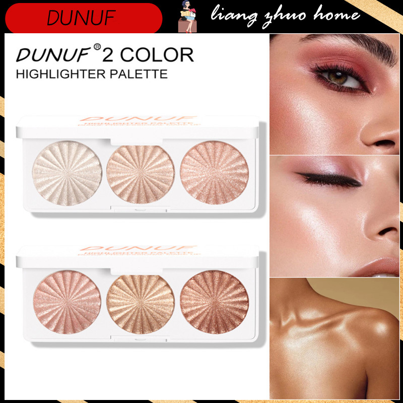 DUNUF 3 สี Face Glitter Gold Highlighter Palette แต่งหน้ากันน้ํา Shimmer Powder Highlight Face Brighten Contour Body Illuminator