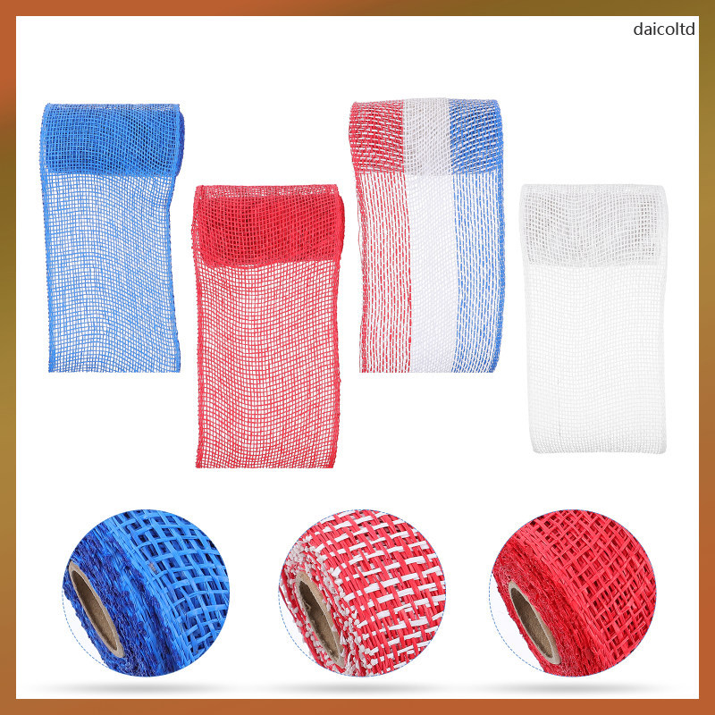 📦 4 Rolls 5 Yards ชุดริบบิ้นตาข่ายวันประกาศอิสรภาพสำหรับโครงการ DIY