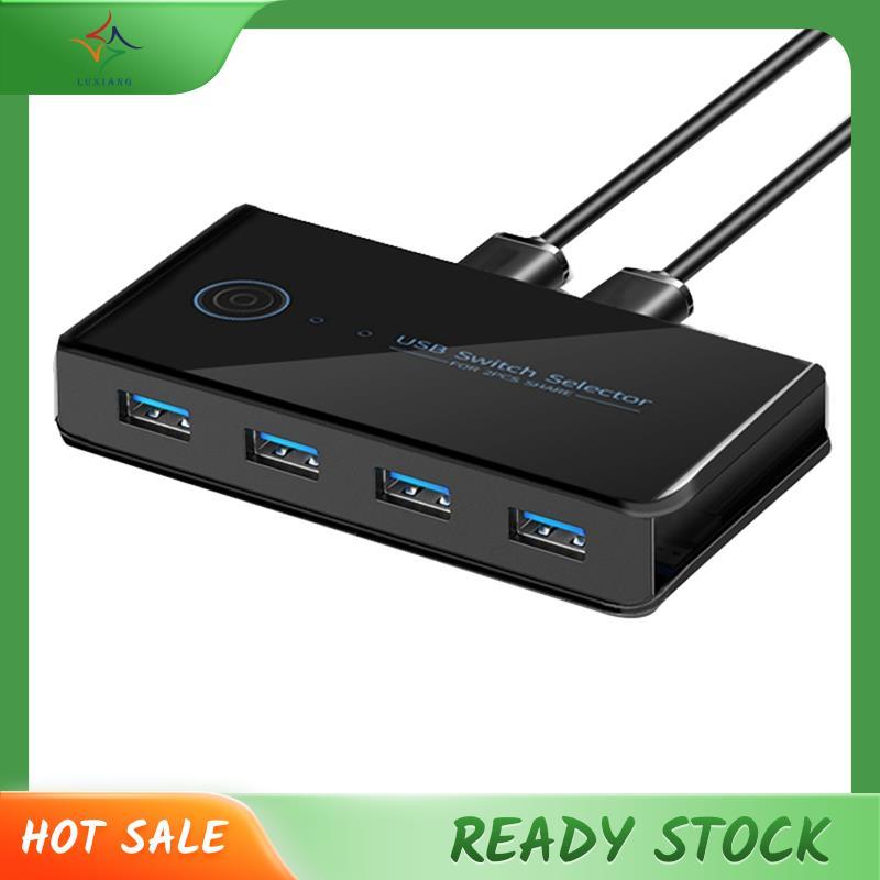 [luxiang.th] USB KVM Switch USB Shared Switcher 2 in 4 Out สําหรับแล็ปท็อปพีซีคีย์บอร์ดเมาส์เครื่องพ