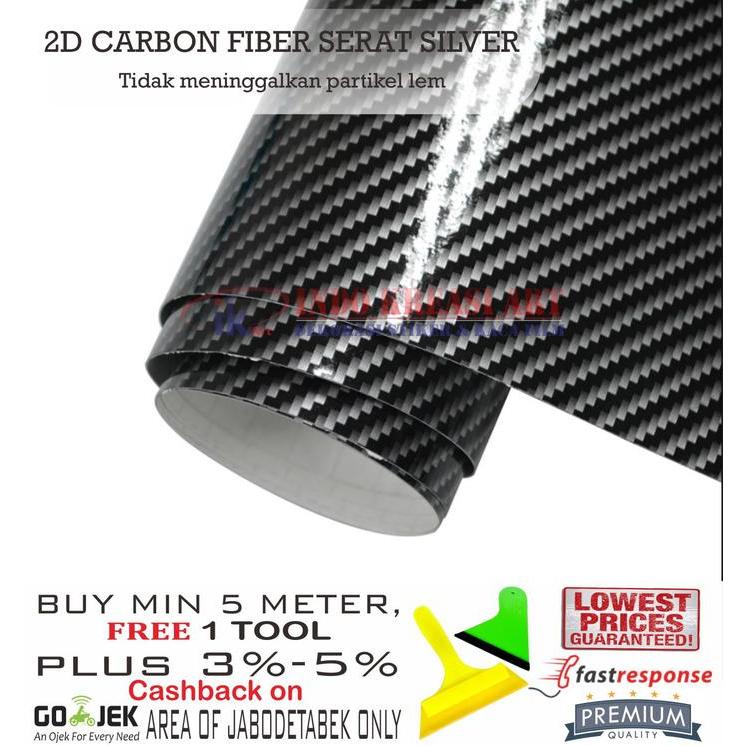 2D CARBON GLOSSY CAR STICKER SILVER FIBER CARBON STICKER ไม่ใช่ 6D 5D - WIDTH 152 ซม.