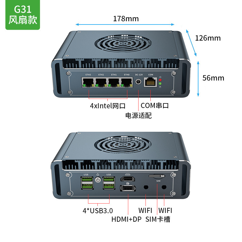 การควบคุมคู่ 12th Generation 8505 Corey i7-1265U Mini Host 4 การ์ดเครือข่าย Soft Router 2.5G การ์ดเค