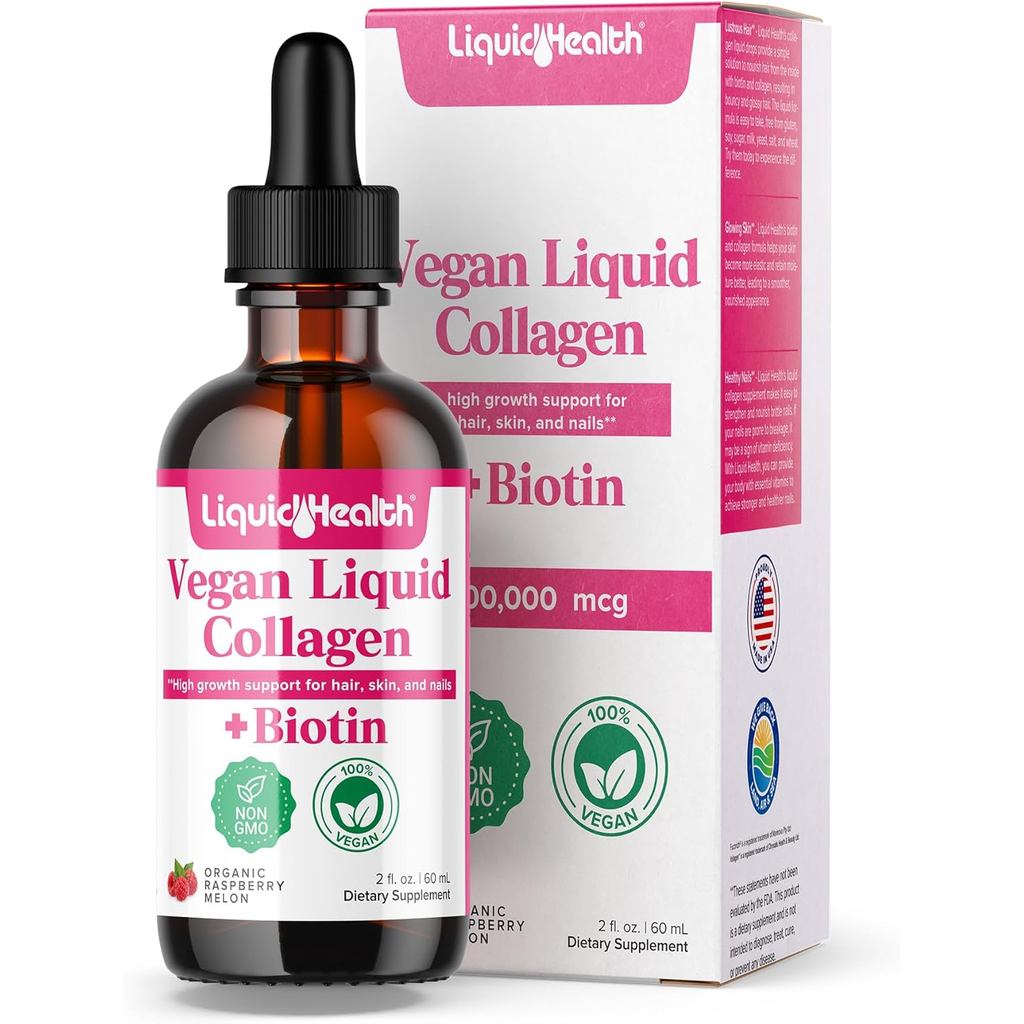 LIQUIDHEALTH 100% Vegan Collagen Plus Biotin 100,000mcg Liquid Drops - คอลลาเจนเหลวจากพืชสําหรับผู้ห